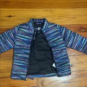 Lands' End Multicolor Striped Kids Puffer Jacket